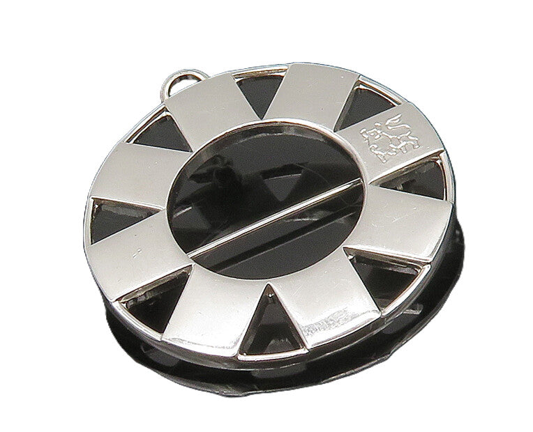 925 Sterling Silver  Vintage Shiny Petite Etched Bull Wheel Brooch Pin  BP6815