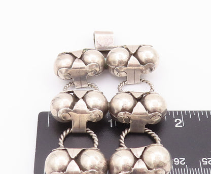 925 Sterling Silver Vintage Bracelet TAXCO Puffed Beaded Ring Links  BT10399