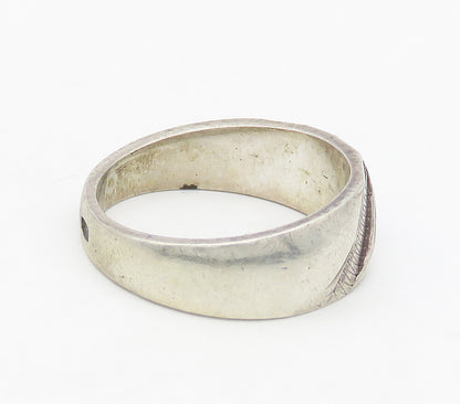RUSSIA 925 Sterling Silver  Vintage Floral Etched Band Ring Sz 7.5  RG17021