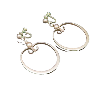 925 Silver  Vintage Swirled Circle & Bead Ball Screw Back Earrings  EG12212