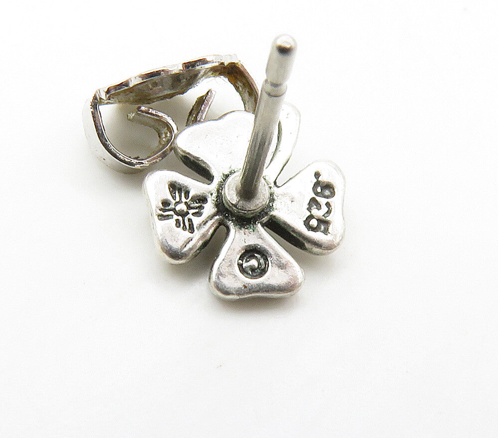 925 Sterling Silver  Vintage Four Leaf Clover Stud Earrings  EG7913