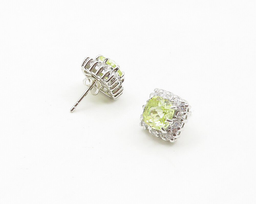 925 Sterling Silver   Sparkling Green Cubic Zirconia Stud Earrings  EG8927