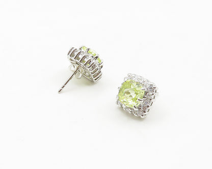 925 Sterling Silver   Sparkling Green Cubic Zirconia Stud Earrings  EG8927