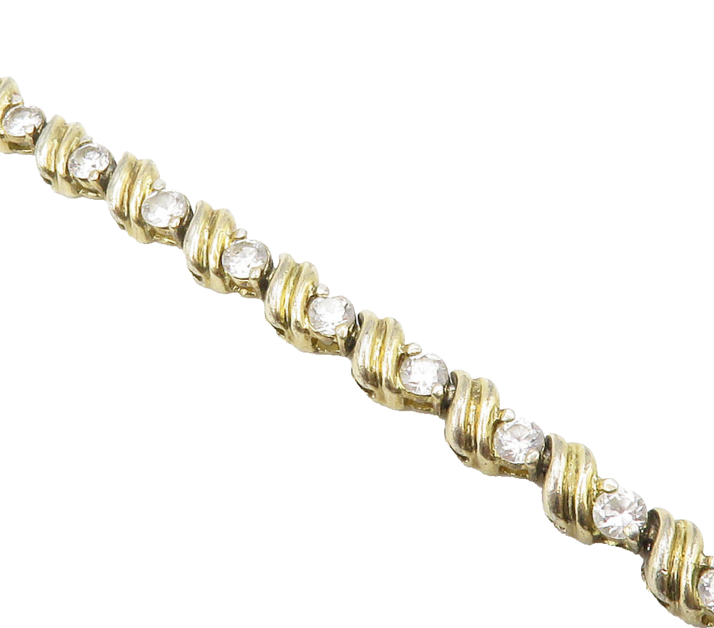 ROSS SIMON 925 Silver  Vintage White Topaz Gold Plated Chain Bracelet  BT6098