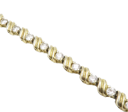 ROSS SIMON 925 Silver  Vintage White Topaz Gold Plated Chain Bracelet  BT6098