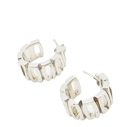 GUESS 925 Sterling Silver  Vintage Shiny Open Design JHoop Earrings  EG9699