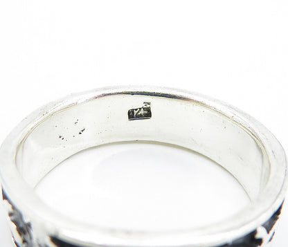 925 Sterling Silver  Vintage Shiny Lizard Patterned Band Ring Sz 11.5  RG7433