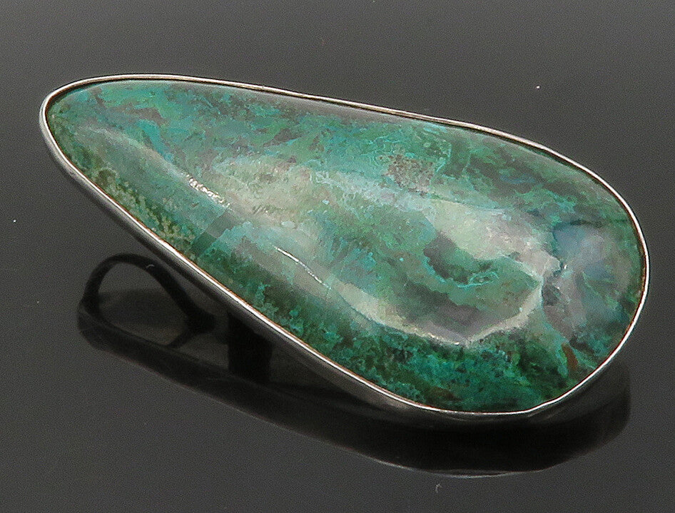 ISRAEL 925 Sterling Silver  Vintage Cabochon Eilat Stone Brooch Pin  BP4876