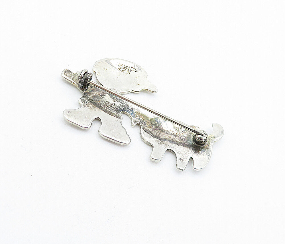 MEXICO 925 Sterling Silver  Vintage Little Boy & Pet Dog Brooch Pin  BP2163