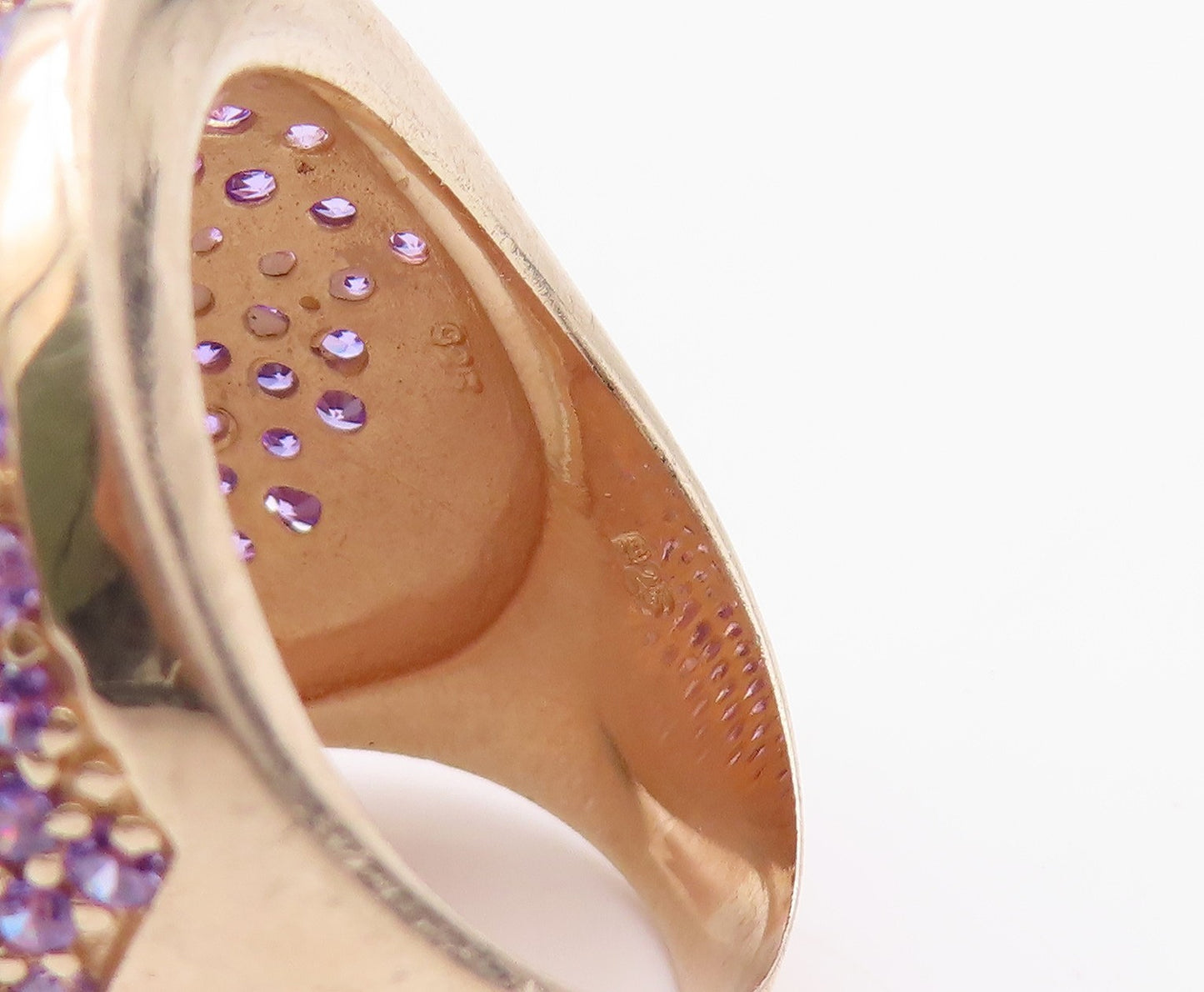 925 Sterling Silver Vintage Ring Gold Plated Amethyst Cluster  Sz 6.5  RG36403
