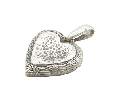 ISRAEL 925 Sterling Silver  Vintage Hammered Love Heart Drop Pendant  PT12567