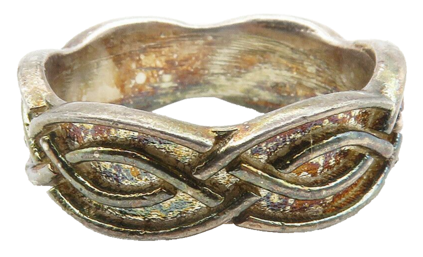 925 Sterling Silver  Vintage Infinity Twist Large Band Ring Sz 11 RG11435