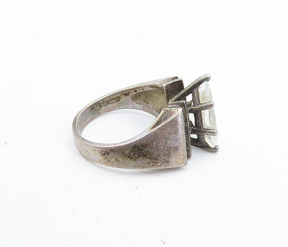 KOREA 925 Sterling Silver  Vintage Topaz Solitaire Accent Ring Sz 5  RG5852