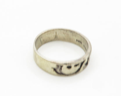 TED OTT NAVAJO 925 Silver  Vintage Bear Pattern Band Ring Sz 10.5  RG18238