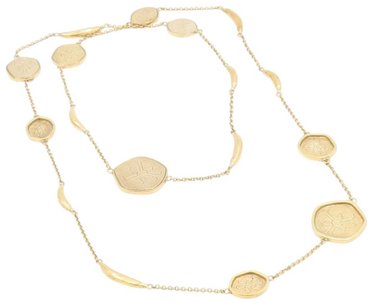 925 Sterling Silver Vintage Necklace Gold Plated Disc Medallion Chain  NE4693