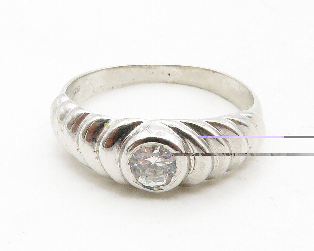 925 Sterling Silver  Cubic Zirconia Graduated Design Band Ring Sz 7.5  RG12937