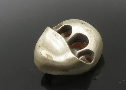 925 Sterling Silver Vintage Modernist Sculpted Matte Brooch Pin BP8859