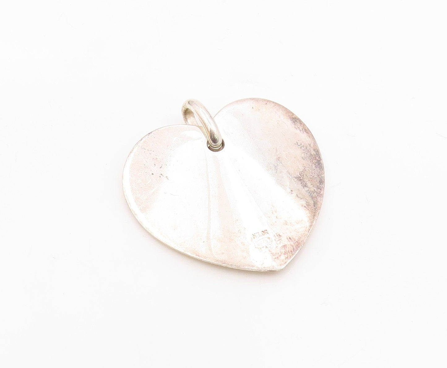 925 Sterling Silver  Vintage Sparkling Love Heart Motif Pendant  PT12525