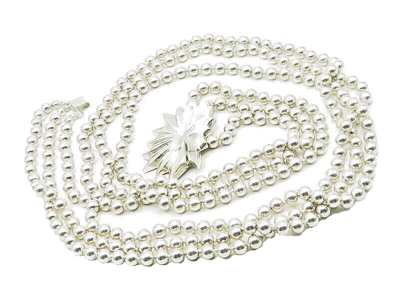 N&R 925 Sterling Silver Vintage Shiny Multi Strand Ball Beaded Belt TR2520