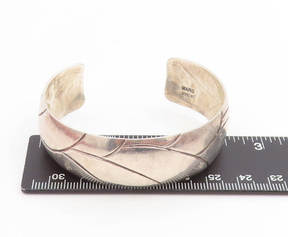925 Sterling Silver Vintage Bracelet PAULINE WARG Modernist Ribbed Cuff  BT11439