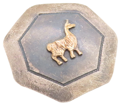 18k Gold 925 Sterling Silver Vintage Brooch Pin Dark Tone Animal Carved  BP11357