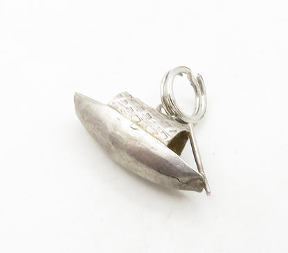 925 Sterling Silver  Vintage Petite Boat With Paddle Motif Pendant  PT12930