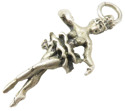 925 Sterling Silver Vintage Petite Ballet Dancer Motif Drop Pendant PT11238