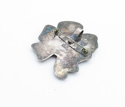 MEXICO 925 Sterling Silver  Vintage Dark Tone Ribbon Bow Tie Brooch Pin BP2500