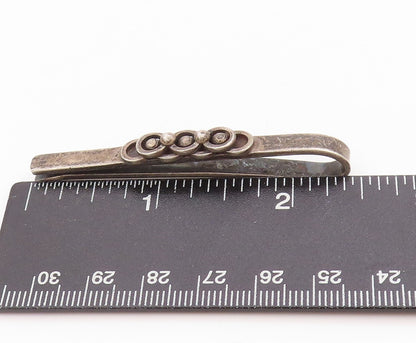 925 Sterling Silver Vintage Tie Clip DENMARK Dark Tone Engraved Clasp  TR3954