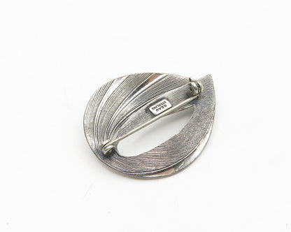 BEAU 925 Sterling Silver  Vintage Dark Tone Textured Brooch Pin  BP7361