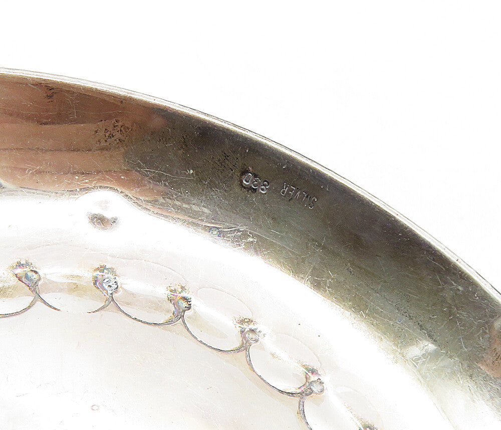 925 Sterling Silver Vintage Raised Free Mason Symbol Shiny Round Dish TR1478