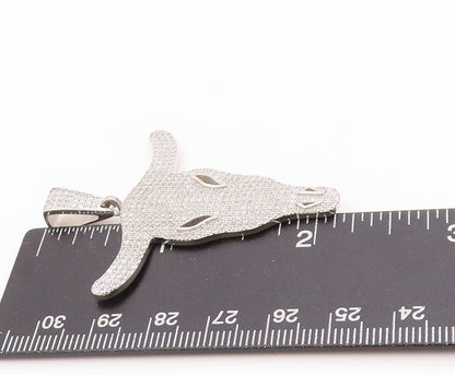 925 Sterling Silver Vintage Pendant CZ Inlay Bull's Head  PT24462