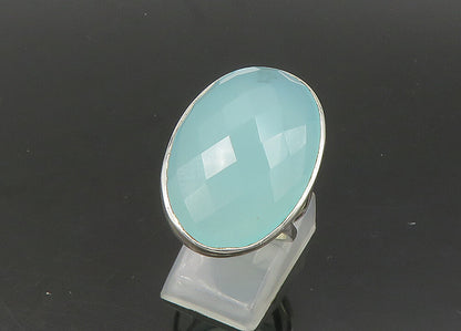 925 Sterling Silver  Vintage Faceted Chalcedony Cocktail Ring Sz 6.5  RG21866