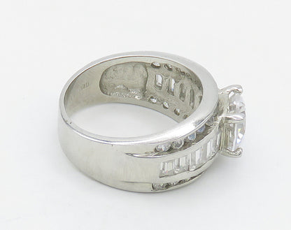 925 Sterling Silver  Sparkling Cubic Zirconia Band Ring Sz 8.5  RG16189