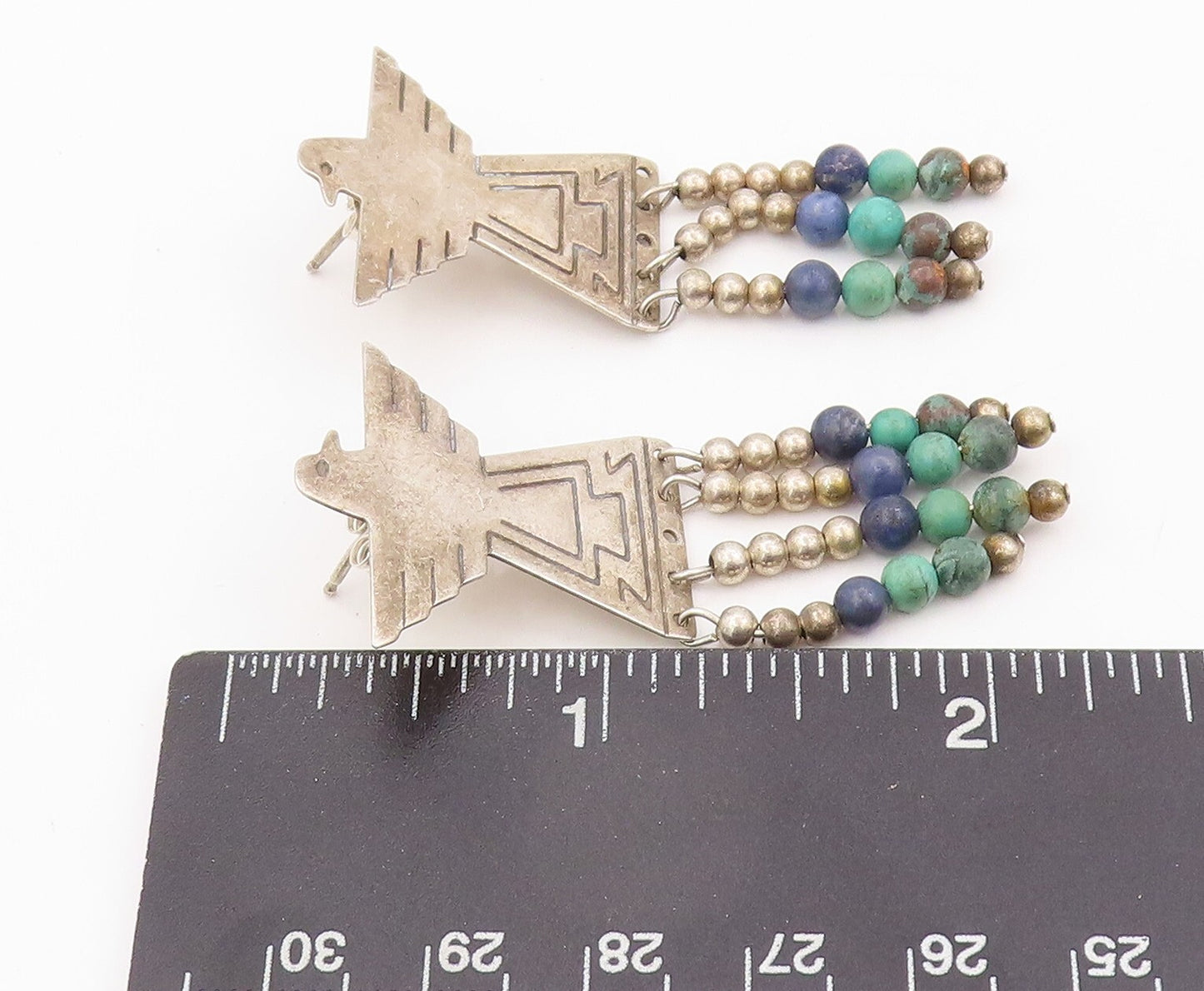 925 Sterling Silver Vintage Earrings CAROLYN POLLACK Bird Dangling Gems  EG13338