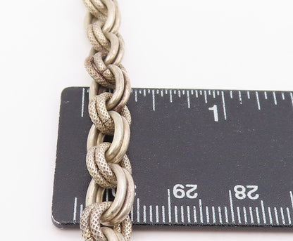 925 Sterling Silver Vintage Necklace Double Circle Toggle Clasp Chain  NE4736