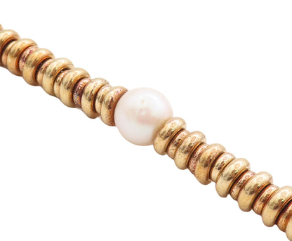 925 Sterling Silver Vintage Bracelet Gold Plated Pearl Stacked Rings  BT10624