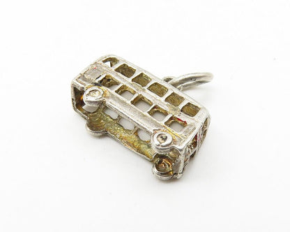 925 Sterling Silver  Vintage Petite Double Decker Bus Motif Pendant  PT8203