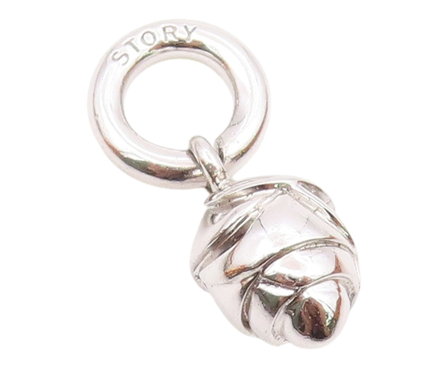 925 Sterling Silver  Vintage Shiny Hollow Rose Flower Petite Pendant  PT17819