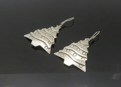 MEXICO 925  Silver  Vintage Shiny Christmas Tree Dangle Earrings  EG10909