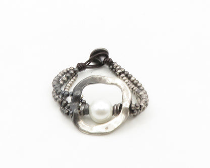 UNO DE 50 925 Sterling Silver Vintage Shiny Pearl Beaded Chain Bracelet BT7855