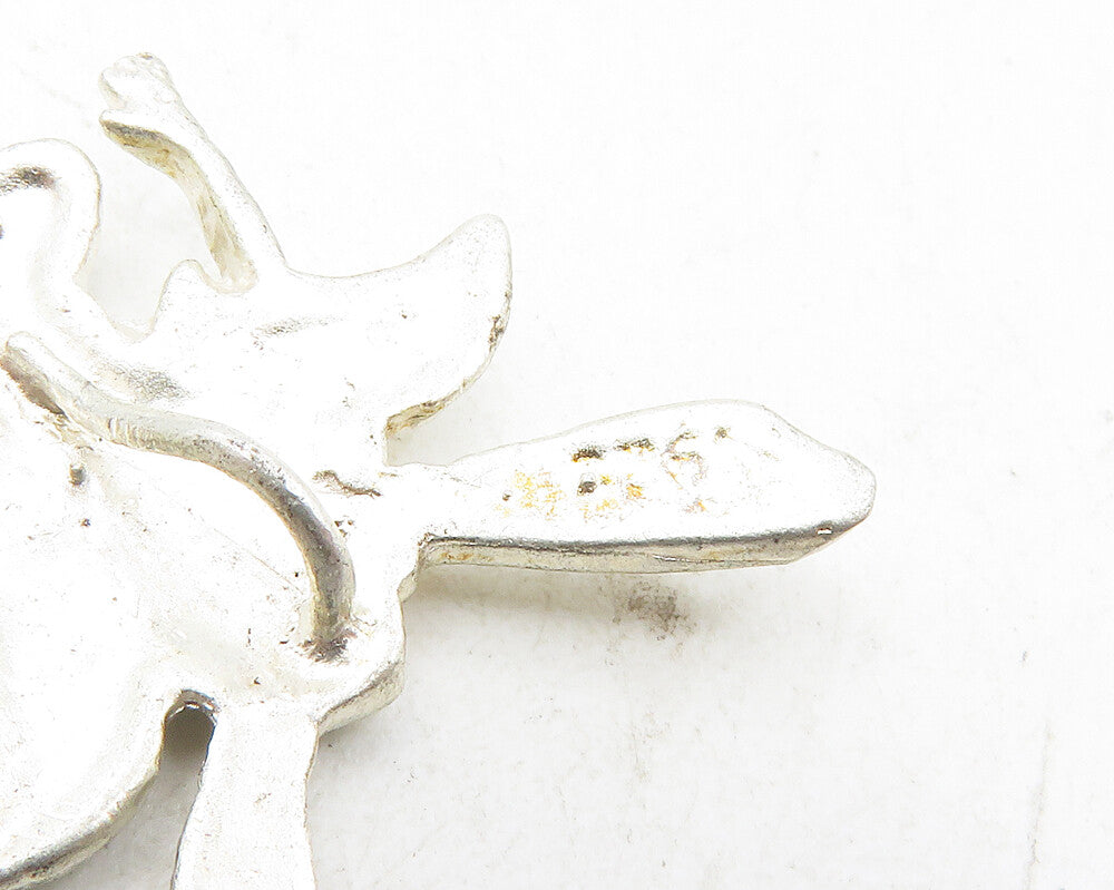 925 Sterling Silver  Vintage Diamond Cut Flying Fairy Lady Pendant  PT7241