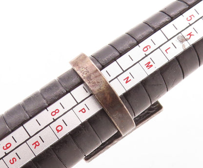 925 Sterling Silver Vintage Ring ISRAEL Dark Tone Brutalist Carved Sz 7  RG31611