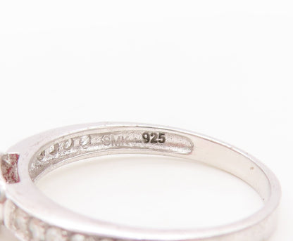 925 Sterling Silver Vintage Ring Oval Gemstones & Real Diamonds  Sz 7  RG29447