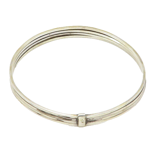 POLAND 925 Sterling Silver  Vintage Minimalist Stacked Bangle Bracelet  BT7662