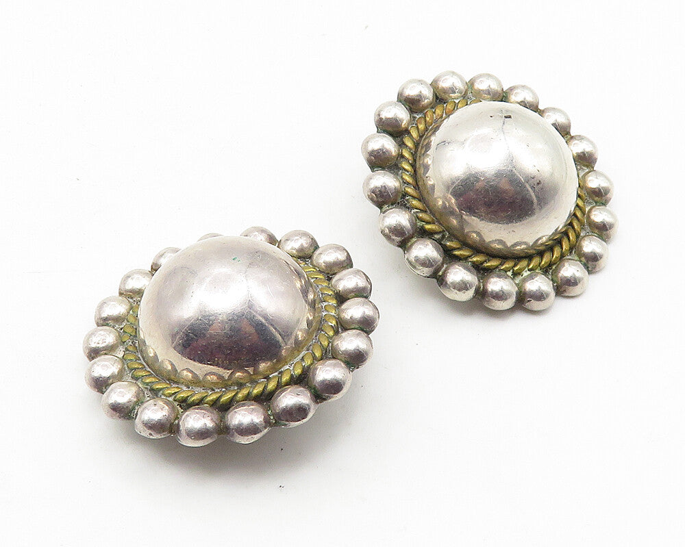 MEXICO 925 Sterling Silver   Vintage Floral Twist Non Pierce Earrings  EG5743