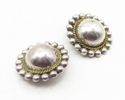 MEXICO 925 Sterling Silver   Vintage Floral Twist Non Pierce Earrings  EG5743