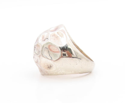 925 Sterling Silver Vintage Ring Modernist Hammered Dome Band  Sz 8  RG33657