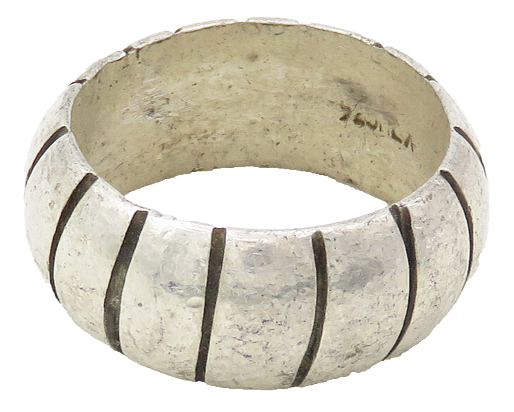 925 Sterling Silver  Vintage Linear Etched Round Band Ring Sz 5.5  RG15963