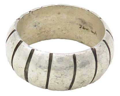 925 Sterling Silver  Vintage Linear Etched Round Band Ring Sz 5.5  RG15963